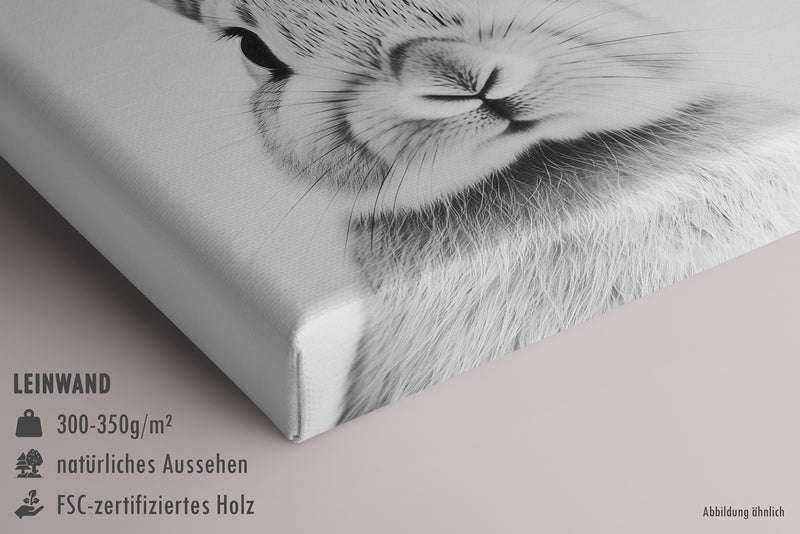 Wandbild "Hase" in schwarz-weiß