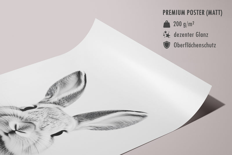 Wandbild "Hase" in schwarz-weiß