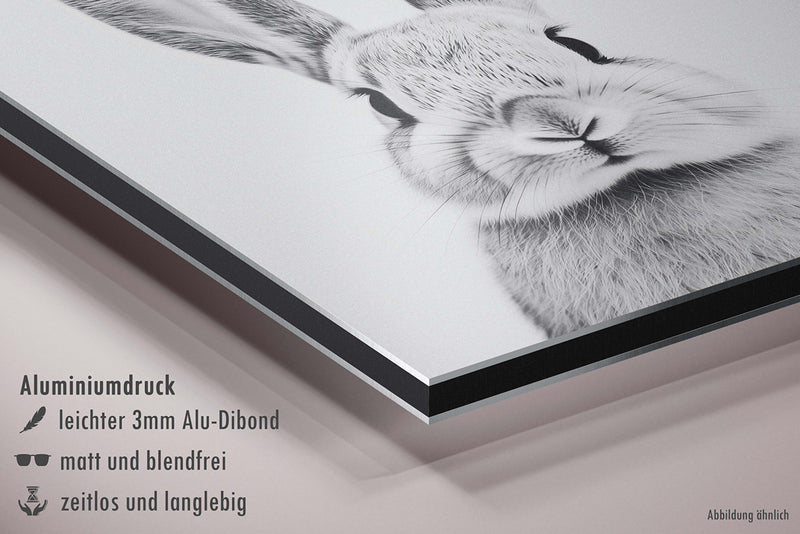 Wandbild "Hase" in schwarz-weiß