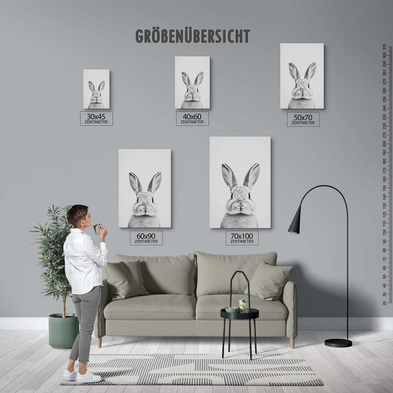 Wandbild "Hase" in schwarz-weiß