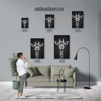 Giraffe in schwarz-weiß