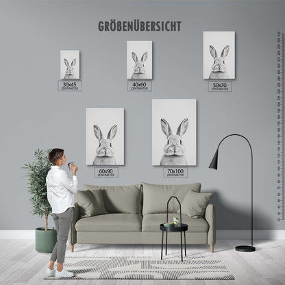Wandbild "Hase" in schwarz-weiß